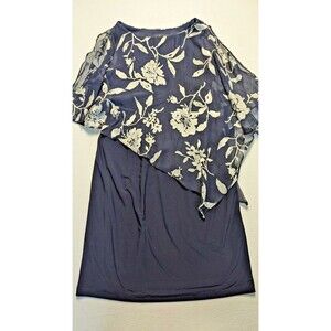 Scarlett Womens Cape Sheath Dress size 10 Navy Silver